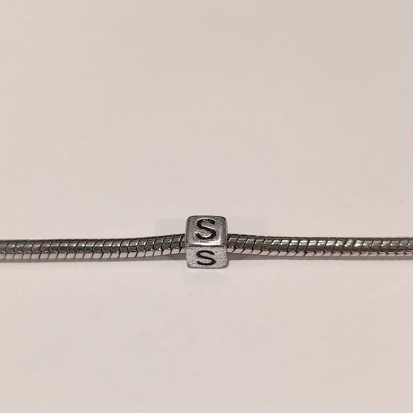 Silver S Spacer Charm for Pandora Style Bracelet - Picture 1 of 5